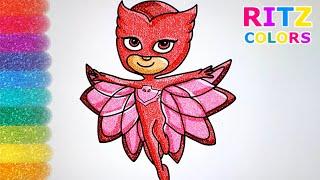 Coloring Owlette  How to Draw & Color Owlette  PJ Masks Coloring Book 3  RITZ Colors