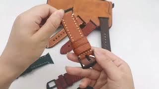 2022mm Replacement Vegan Leather Watch Band Handmade Quick Release Pin Genuine Leather Watch Strap