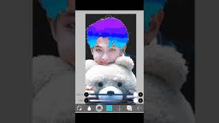 BTS RM hair colour change  Ibis paint x  Namjoon Blue & Purple hair