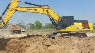 รีวิว รถขุดใหญ่ 35 ตัน LIUGONG 936E สองตักออก งานขึ้นถนน ลมแรงจัด ดั้มปีกนก KL excavator and truck