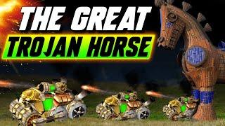 The great TROJAN HORSE siege attack - WC3 - Grubby