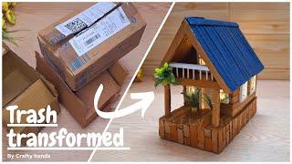 Build a stunning house from recycled materials  Cardboard craft idea  Crafty hands