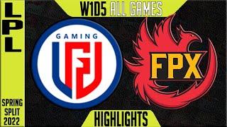 LGD vs FPX Highlights ALL GAMES  LPL Spring 2022 W1D5  LGD Gaming vs Funplus Phoenix