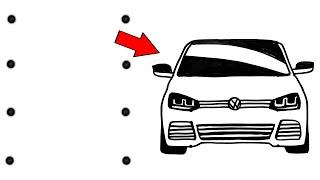 How to draw easy car from 8 points  Car drawing step by step  Car dots drawing  VW car drawing