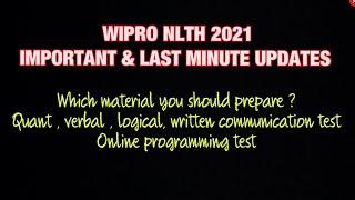 WIPRO NLTH 2021 IMPORTANT AND LAST MINUTE TIPS