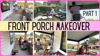 EPIC FRONT PORCH MAKEOVER PART 1  PAINTING THE PORCH CLEANING FURNITURE NEW EGG CHAIR AND FLOWERS