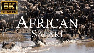 African Safari 8K ULTRA HD  Great Wildebeest Migration  Wild Animals of Africa Savanna