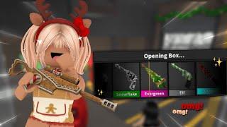 UNBOXING THE NEW MM2 CHRISTMAS GODLY FUNNY GAMEPLAY