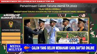 Penerimaan Taruna Akmil TNI AD 2022 - Rekrutmen TNI AD  Cara Daftar Online