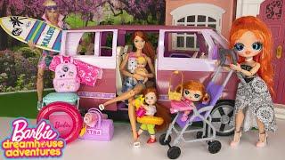 PACKING TO HIT THE BEACH - LOL Family Getting Ready for the Beach  Doll Family Road Trip