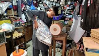 Young Talent On the Roadside Shows How to Restore Foggy Dull Car Headlights for Living