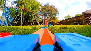 Hot Wheels Backyard Mega Track with Fence Ride Boosted