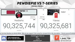 PEWDIEPIE OVERTAKEN BY TSERIES For 102 seconds   20th MARCH 2019     20t March