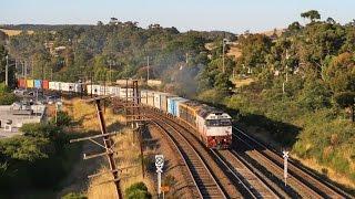 G521+S303+S313 attack the grade at Wandong with a Melbourne bound container service.