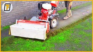 MOSS COVERED STREETS Get Cleaned SPOTLESS - Satisfying Street Sweeper & Driveway Cleaning Machines