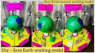 Save Earth project 3D working model  Environment model making using cardboard  Diy  geography