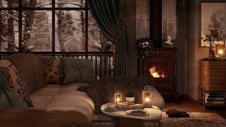 Winter Night Relaxation  Cozy Fireplace Ambience For Ultimate Stress Relief And A Blissful Sleep