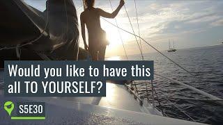 Two female solo sailors landing at a remote island