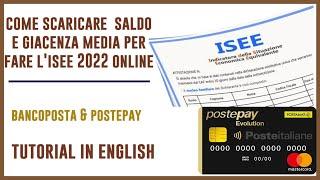 ISEE 2022  COME SCARICARE SALDO E GIACENZA MEDIA ONLINE PER FARE LISEE  POSTEPAY  ENGLISH