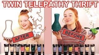 Twin Telepathy Thrift Makeover 3 Color Paint & Marker Challenge  Sis vs Sis  Ruby and Raylee