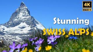 Swiss Alps 4k Video Virtual Tour Scenic Relaxation Film  Switzerland Highest Mountains