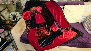 Improv quilting - The velvet and fleece patchwork throw. #quilting #patchwork #recycling