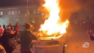 Video shows car on fire during SF sideshow one of several sideshows across Bay Area in 1 night