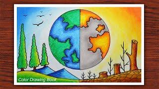 How to draw world environment day poster Save nature drawing easy