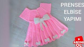 TIĞ İŞİ ÇOK KOLAYYY EN GÜZEL PRENSES ELBİSE  Princess Knit Dress Making  #Knitdress #babydress