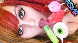 ASMR  Lollipop Licking  Zombie Body Parts Mouth Sounds Eating Chewing Food Candy Yummy 