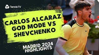 Carlos Alcaraz GOD MODE vs Shevchenko  Madrid 2024 Highlights