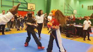 Girls kickboxing fight  Jazmyn beating her rival points fight at the Peterborough Series