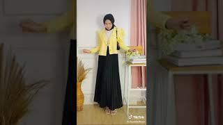 Outfit Cewek Hijab Serba Kuning Chek 