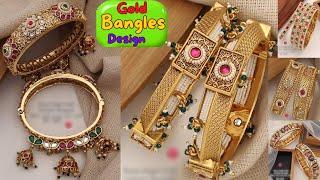 new Gold Bangles design 2024  designer latest bangles fashion for saree #goldbangles #fashion