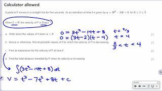 IB Math SL Exam Review Example Longer Kinematics