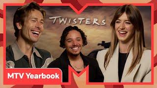 Glen Powell Daisy Edgar-Jones & Anthony Ramos Play Yearbook  Twisters  MTV Movies