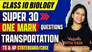 SUPER 30 ONE MARK QUESTIONS  TRANSPORTATION  Class 10  TS & AP StateboardCBSE  Sunaina Maam