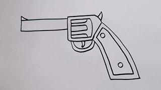 Tabanca çizimi  Kolay çizimler  Kovboy tabancası çizimi