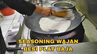 Cara bakar wajan baru besi plat baja hitam biar tidak lengket  seasoning wok  ala nanang kitchen