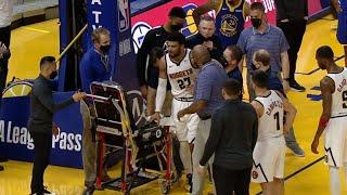 Jamal Murray Tears ACL & Leaves The Game After Struggling To Stand On His Own & Denies Wheelchair