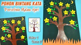 Cara Membuat Pohon Bintang Kata Peristiwa Malam Hari Tugas Kelas 1 Tema 8  Pohon Bintang