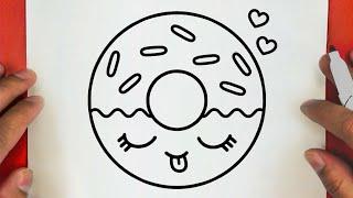 كيف ترسم دونات كيوت وسهلة خطوة بخطوة  رسم سهل  تعليم الرسم للمبتدئين  Cute Donut Drawing