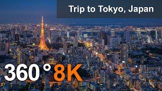 Trip to Tokyo Japan. Aerial 360 video in 8K.