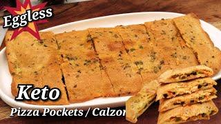 How To Make EGGLESS Keto Pizza Pockets  3 Ingredient Pizza Crust  Hot Pockets