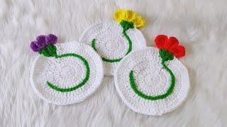 Crochet Flower Coaster Tutorial