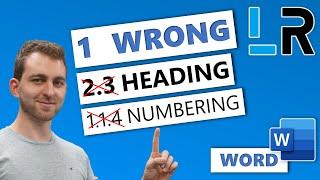 MS Word Heading 2 numbering not followingresetting after Heading 1