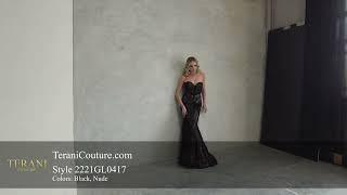 Terani Couture 2221gl0417 - Black Nude Long Tulle Pageant Dresses 2022 Dress 2