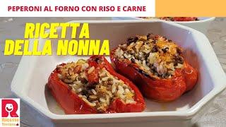 Peperoni al forno ripieni con riso e carne macinata. Velocissimi e buonissimi 🫑