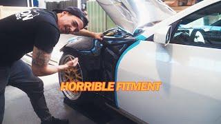 350Z FLY1 CARBON FENDERS INSTALL  PART 1 FENDER REMOVAL & TEST FIT  ZerofuckZ  Ep. 82