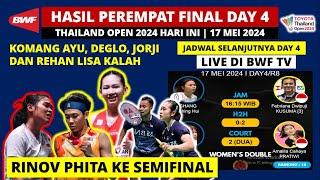 Hasil Thailand Open 2024 Hari ini Day 4 Jorji Kalah Rinov Phita ke SF  Thailand Open Badminton QF